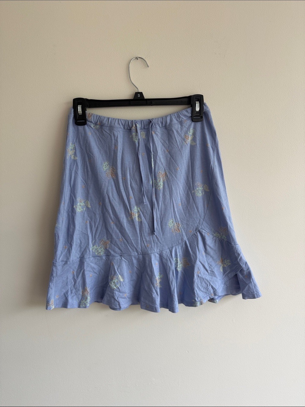 Patagonia Light Blue Floral Ruffle Hem Mini Skirt